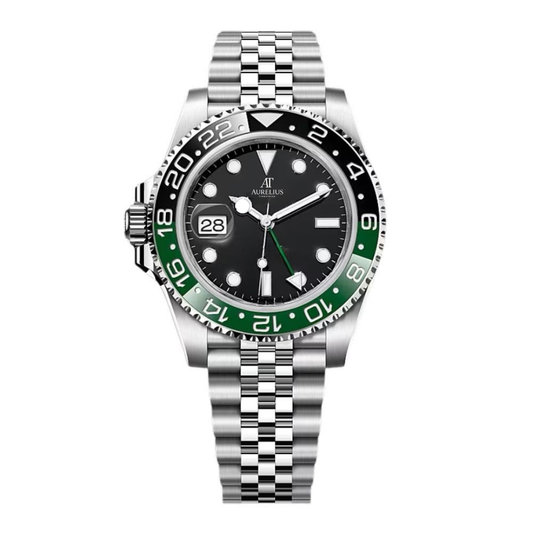 GMT Traveller 40 – Black Dial | Stainless Steel Jubilee Bracelet & Black-Green Ceramic Bezel
