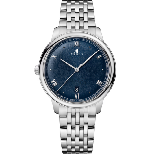 Classic Prestige 40 – Deep Blue Textured Dial | Steel Multi-Link Bracelet