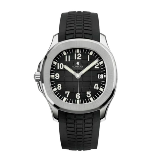 Sport Travel 40 – Black Embossed Dial | Steel Case & Black Rubber Strap & Dual-Time Display