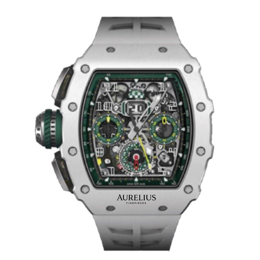 Skeleton Chronograph 44 – Openworked Dial with Green Accents | White Case & White Rubber Strap