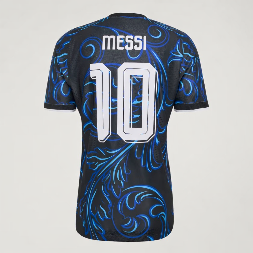 Camiseta Alternativa Selección Argentina 26 Messi Versión Jugador Black / Lucid Blue / Blue Burst