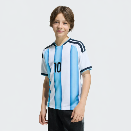 Camiseta Titular Selección Argentina 26 Versión Fan Messi Niños White / Icey Blue / Light Blue