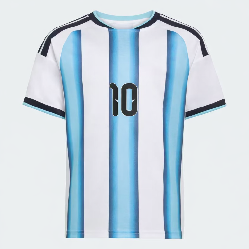 Camiseta Titular Selección Argentina 26 Versión Fan Messi Niños White / Icey Blue / Light Blue